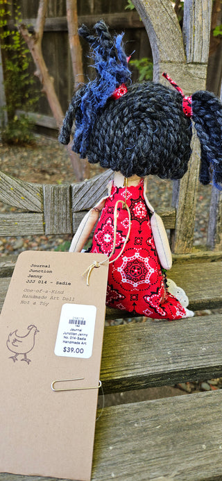 Journal Junction Jenny No. 014-Sadie Handmade Art Dolll w/Mini Journal OOAK Cloth Doll