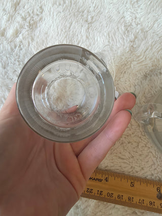 Vintage Clear Glass Creamer & Sugar Bowl Set Wtched Glass With Silver Overlay
