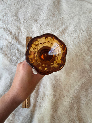 Vintage Fenton Brown Cream Hobnail Opalescent Swung Art Glass Vase 10
