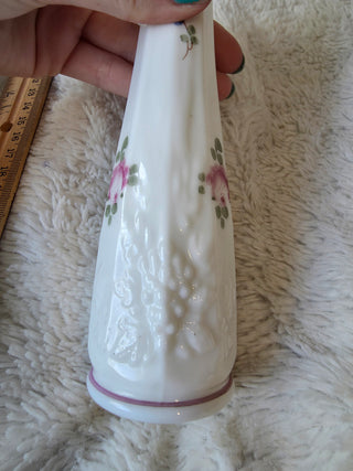 Westmoreland Vintage Milk Glass Swung Bud Vases Hand Painted Set Of 2