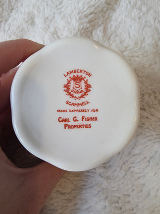 1930s Scammell Lamberton China Carl G Fisher Properties Polo Sugar Bowl Antique