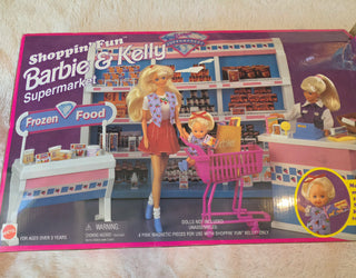 Shoppin' Fun Barbie & Kelly Supermarket Playset 1996 Used Mostly Complete
