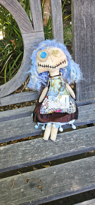 Journal Junction Jenny No. 015-Pearl Handmade Art Dolll w/Mini Journal OOAK Cloth Doll