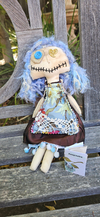 Journal Junction Jenny No. 015-Pearl Handmade Art Dolll w/Mini Journal OOAK Cloth Doll