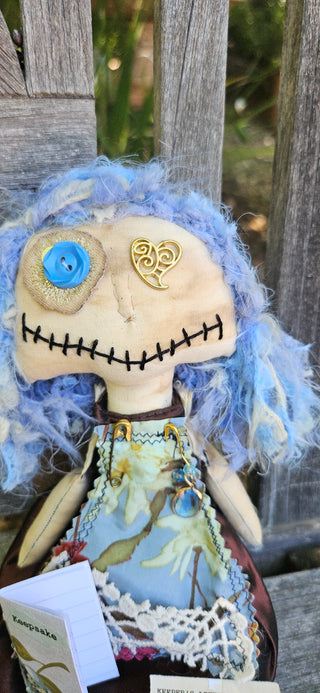 Journal Junction Jenny No. 015-Pearl Handmade Art Dolll w/Mini Journal OOAK Cloth Doll