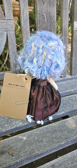 Journal Junction Jenny No. 015-Pearl Handmade Art Dolll w/Mini Journal OOAK Cloth Doll