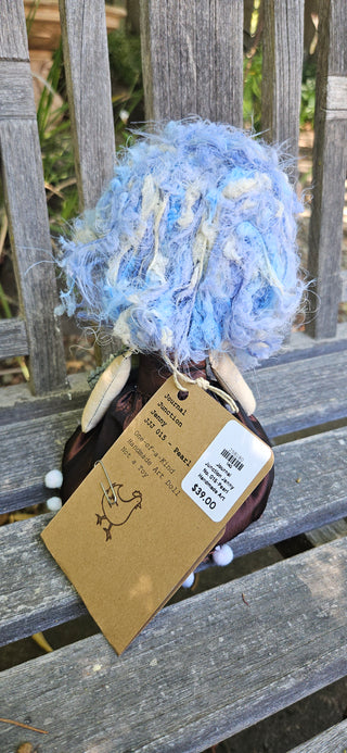 Journal Junction Jenny No. 015-Pearl Handmade Art Dolll w/Mini Journal OOAK Cloth Doll