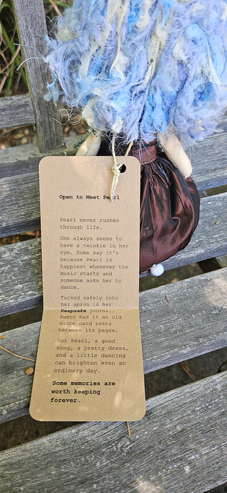 Journal Junction Jenny No. 015-Pearl Handmade Art Dolll w/Mini Journal OOAK Cloth Doll