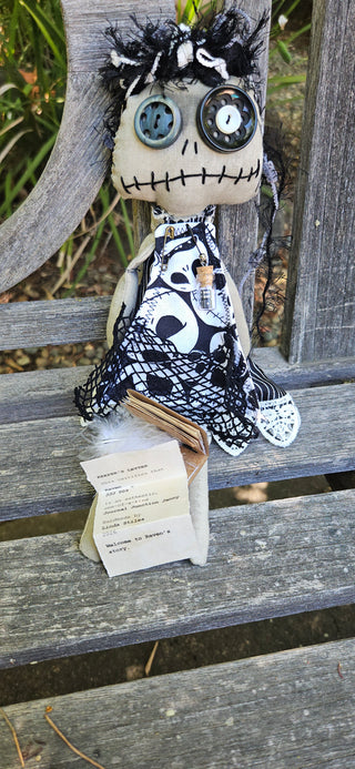 Journal Junction Jenny No. 009-Raven Handmade Art Dolll w/Mini Journal OOAK Cloth Doll