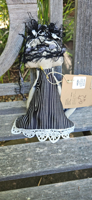 Journal Junction Jenny No. 009-Raven Handmade Art Dolll w/Mini Journal OOAK Cloth Doll