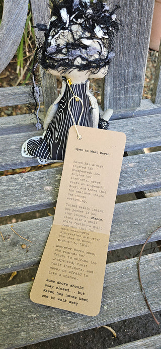 Journal Junction Jenny No. 009-Raven Handmade Art Dolll w/Mini Journal OOAK Cloth Doll