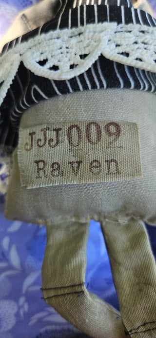 Journal Junction Jenny No. 009-Raven Handmade Art Dolll w/Mini Journal OOAK Cloth Doll