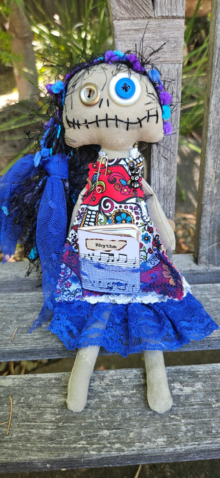 Journal Junction Jenny No. 010-Marisol Handmade Art Dolll w/Mini Journal OOAK Cloth Doll