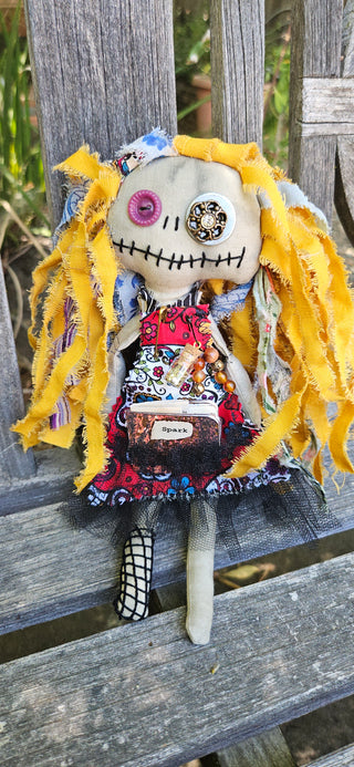 Journal Junction Jenny No. 011-Marigold Handmade Art Dolll w/Mini Journal OOAK Cloth Doll