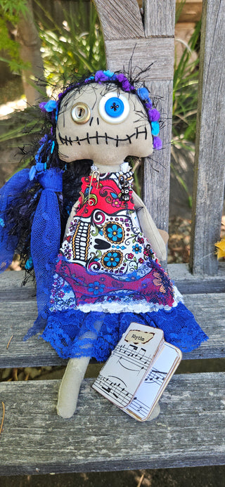 Journal Junction Jenny No. 010-Marisol Handmade Art Dolll w/Mini Journal OOAK Cloth Doll