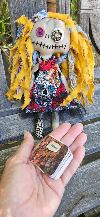 Journal Junction Jenny No. 011-Marigold Handmade Art Dolll w/Mini Journal OOAK Cloth Doll