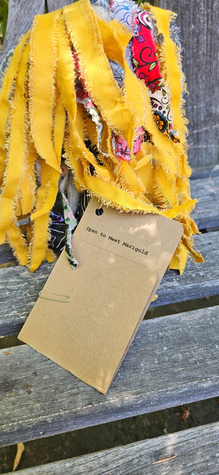 Journal Junction Jenny No. 011-Marigold Handmade Art Dolll w/Mini Journal OOAK Cloth Doll