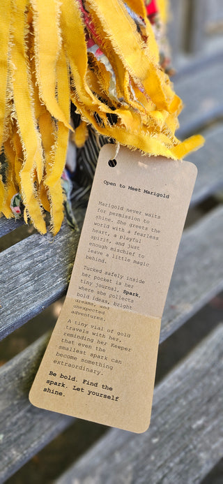 Journal Junction Jenny No. 011-Marigold Handmade Art Dolll w/Mini Journal OOAK Cloth Doll