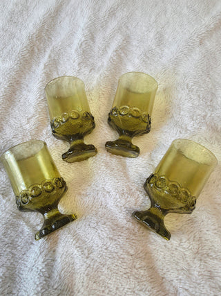 Vintage Tiffin Franciscan Madeira Olive Green Footed 5.5” Glasses 8 Oz Set of 4