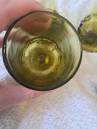 Vintage Tiffin Franciscan Madeira Olive Green Footed 5.5” Glasses 8 Oz Set of 4