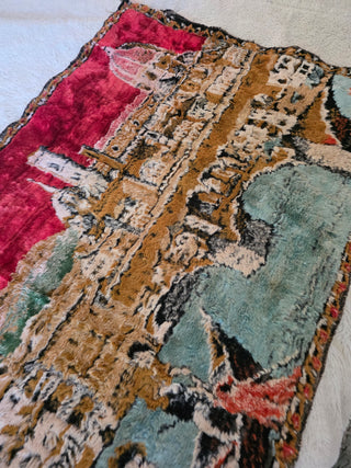 Vintage 1970s Florence italy Tapestry Rug 18" x 36"