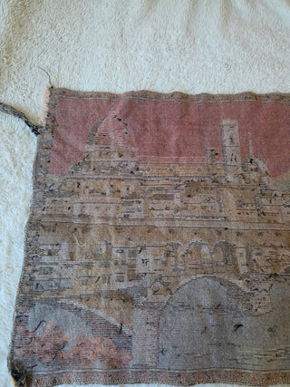 Vintage 1970s Florence italy Tapestry Rug 18" x 36"