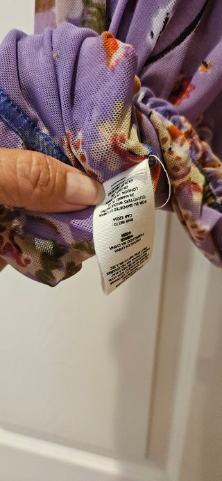 Free People Lavender Floral Bubble Hem Sleeveless Top Size L