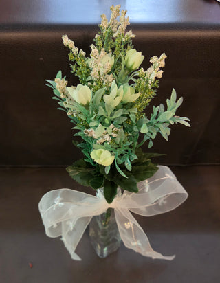Glass Vase, Florals, Bow