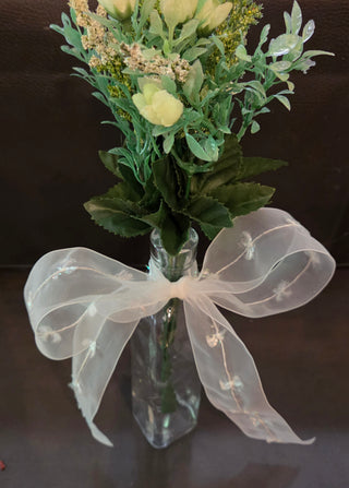 Glass Vase, Florals, Bow
