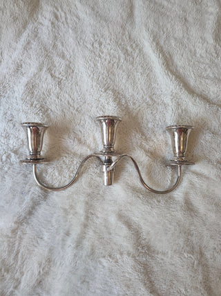 Vintage 3-Arm Silver Plated Metal Candelabra Candle Holder Extension