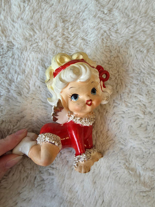 RARELefton Marika Christmas Angel Girl Figurine Hand Painted Ceramic 1950s #4799