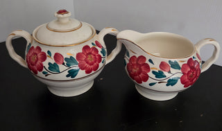 Cream/Sugar/Red Florals