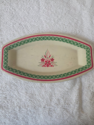 Vintage Art Deco Style Oblong Metal Serving Tray
