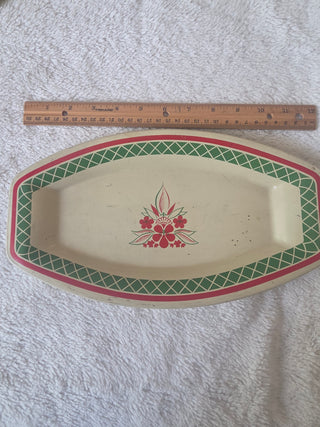 Vintage Art Deco Style Oblong Metal Serving Tray