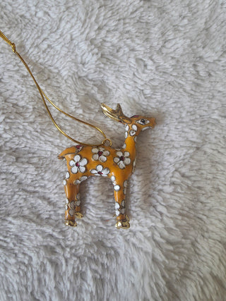 Vintage Christmas Ornament Cloisonne Deer Reindeer