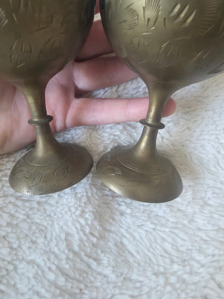 Vintage Goblet Style Brass Incense Burners Set Of 2