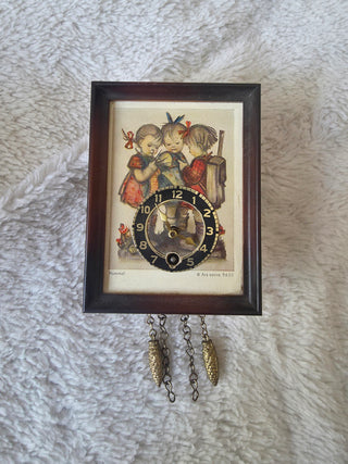 Vintage Hummel Analog Wall Clock Pendulum Wood Frame Children