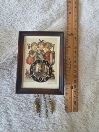 Vintage Hummel Analog Wall Clock Pendulum Wood Frame Children