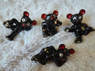 Vintage Kitschy Bears Set of 4 Ceramic Figurines 1950s Japan
