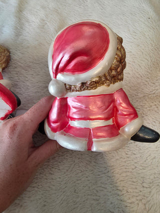 Vintage 1978 Raggedy Ann And Andy Christmas Ceramic Figurines Hand Painted Set