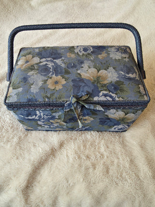 Vintage Floral Fabric Sewing Basket 80s/90s