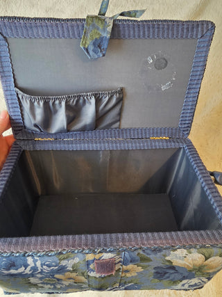 Vintage Floral Fabric Sewing Basket 80s/90s