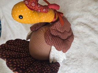 Vintage Fabric Quilted Thanksgiving Turkey Plush 14x11
