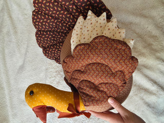 Vintage Fabric Quilted Thanksgiving Turkey Plush 14x11