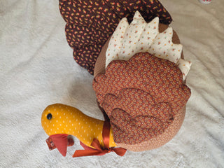 Vintage Fabric Quilted Thanksgiving Turkey Plush 14x11