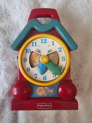 Vintage 1994 Fisher Price Wind up Music Learning Clock WORKS!