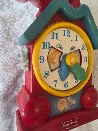 Vintage 1994 Fisher Price Wind up Music Learning Clock WORKS!