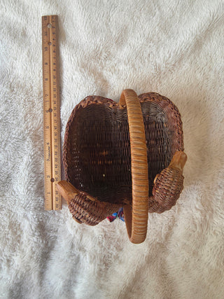 Vintage Ducks Wicker Basket with handle