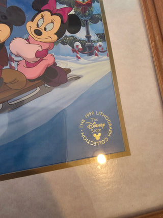 christmas disney mickey, minie and Pluto  perfect for Christmas decor  framed  in good condition  see pictures for measurements