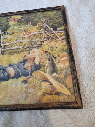 Nursery Rhyme Print Litho BOY BLUE Feodor Rojankovsky FRAMED / Glass